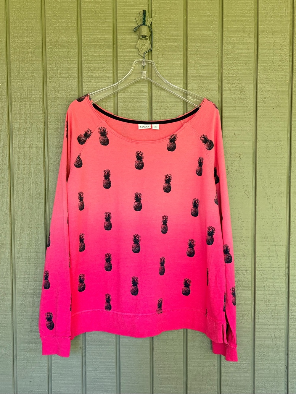 Cato Pink Ombre Pineapple Pullover Sweatshirt XL